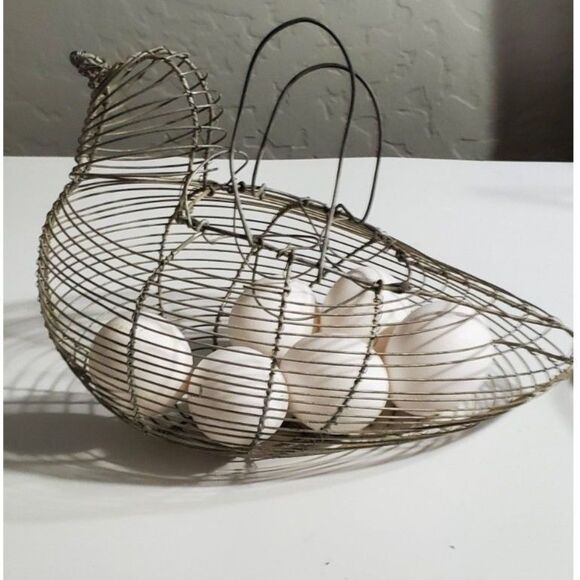 Wire Chicken Egg Collection Basket ~Vintage~ - Picture 3 of 6